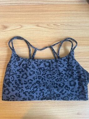 Athleta Gray Leopard-Print Strappy Sports Bra